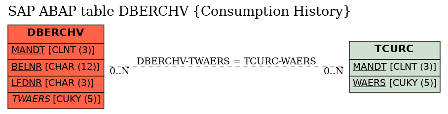 E-R Diagram for table DBERCHV (Consumption History)