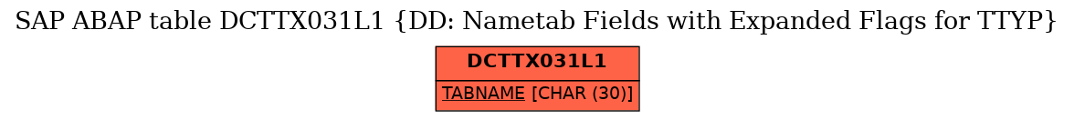 E-R Diagram for table DCTTX031L1 (DD: Nametab Fields with Expanded Flags for TTYP)
