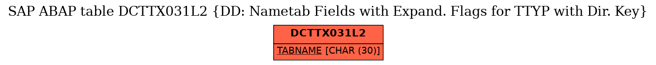 E-R Diagram for table DCTTX031L2 (DD: Nametab Fields with Expand. Flags for TTYP with Dir. Key)