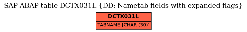 E-R Diagram for table DCTX031L (DD: Nametab fields with expanded flags)