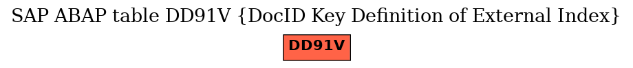 E-R Diagram for table DD91V (DocID Key Definition of External Index)