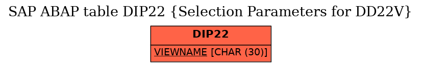 E-R Diagram for table DIP22 (Selection Parameters for DD22V)