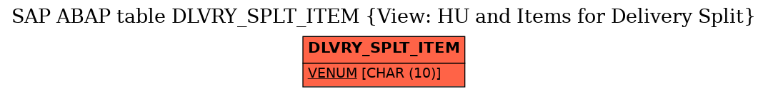 E-R Diagram for table DLVRY_SPLT_ITEM (View: HU and Items for Delivery Split)