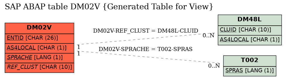 E-R Diagram for table DM02V (Generated Table for View)