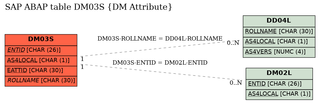 E-R Diagram for table DM03S (DM Attribute)