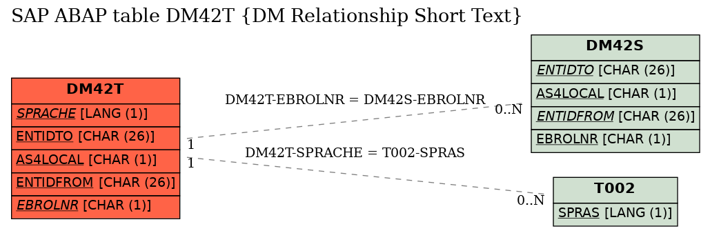 E-R Diagram for table DM42T (DM Relationship Short Text)