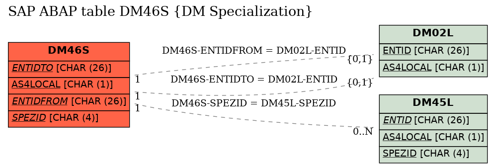 E-R Diagram for table DM46S (DM Specialization)