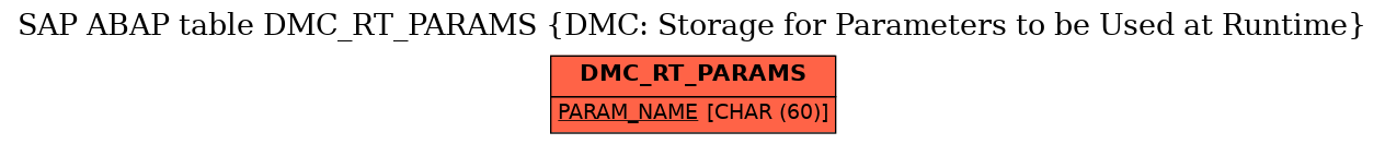 E-R Diagram for table DMC_RT_PARAMS (DMC: Storage for Parameters to be Used at Runtime)