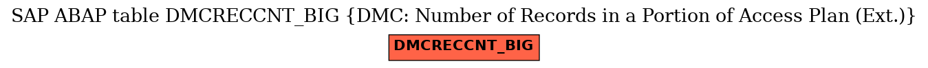 E-R Diagram for table DMCRECCNT_BIG (DMC: Number of Records in a Portion of Access Plan (Ext.))