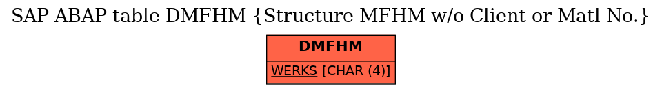 E-R Diagram for table DMFHM (Structure MFHM w/o Client or Matl No.)