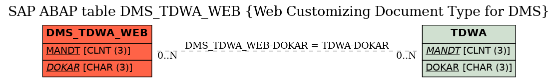 E-R Diagram for table DMS_TDWA_WEB (Web Customizing Document Type for DMS)