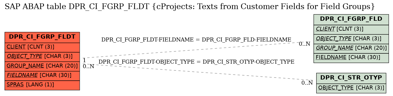 E-R Diagram for table DPR_CI_FGRP_FLDT (cProjects: Texts from Customer Fields for Field Groups)