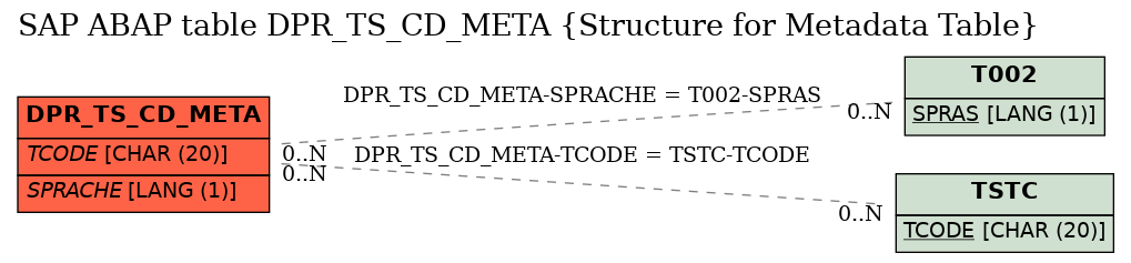 E-R Diagram for table DPR_TS_CD_META (Structure for Metadata Table)