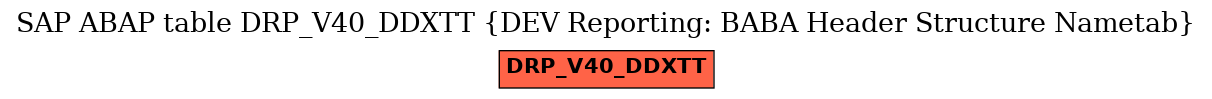 E-R Diagram for table DRP_V40_DDXTT (DEV Reporting: BABA Header Structure Nametab)