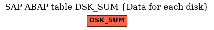 E-R Diagram for table DSK_SUM (Data for each disk)