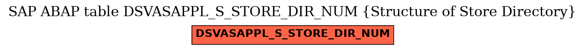 E-R Diagram for table DSVASAPPL_S_STORE_DIR_NUM (Structure of Store Directory)