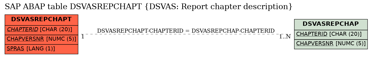 E-R Diagram for table DSVASREPCHAPT (DSVAS: Report chapter description)