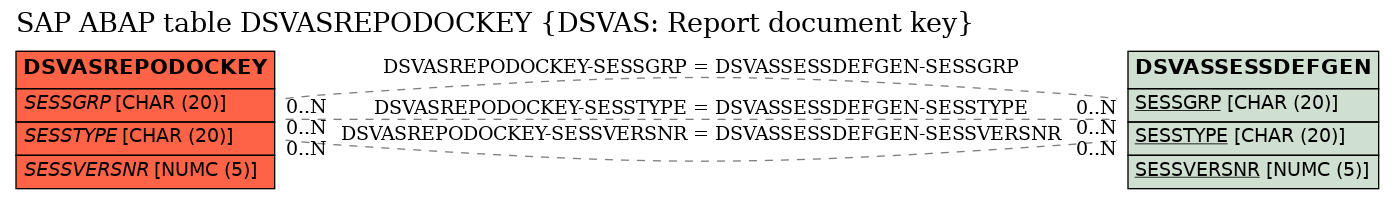 E-R Diagram for table DSVASREPODOCKEY (DSVAS: Report document key)