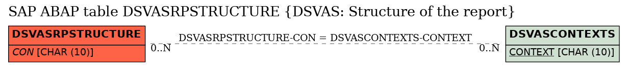 E-R Diagram for table DSVASRPSTRUCTURE (DSVAS: Structure of the report)