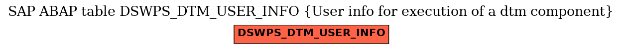 E-R Diagram for table DSWPS_DTM_USER_INFO (User info for execution of a dtm component)