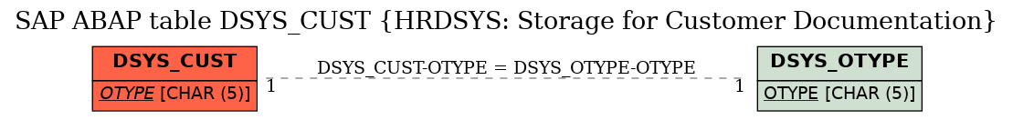 E-R Diagram for table DSYS_CUST (HRDSYS: Storage for Customer Documentation)