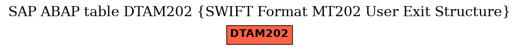 E-R Diagram for table DTAM202 (SWIFT Format MT202 User Exit Structure)