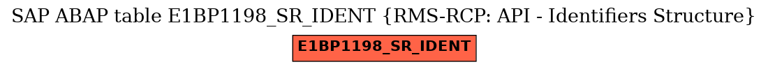 E-R Diagram for table E1BP1198_SR_IDENT (RMS-RCP: API - Identifiers Structure)