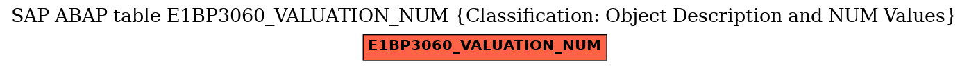 E-R Diagram for table E1BP3060_VALUATION_NUM (Classification: Object Description and NUM Values)