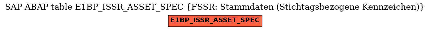 E-R Diagram for table E1BP_ISSR_ASSET_SPEC (FSSR: Stammdaten (Stichtagsbezogene Kennzeichen))