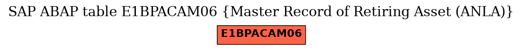 E-R Diagram for table E1BPACAM06 (Master Record of Retiring Asset (ANLA))