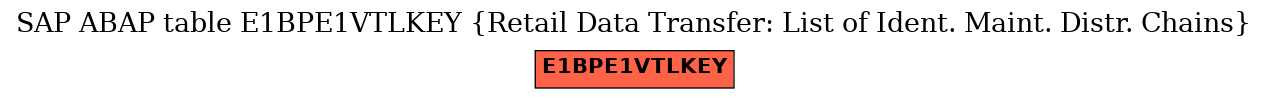 E-R Diagram for table E1BPE1VTLKEY (Retail Data Transfer: List of Ident. Maint. Distr. Chains)