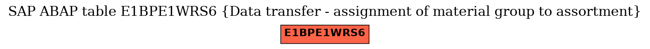 E-R Diagram for table E1BPE1WRS6 (Data transfer - assignment of material group to assortment)