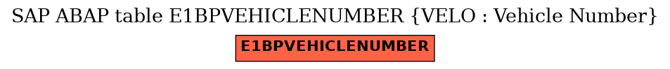 E-R Diagram for table E1BPVEHICLENUMBER (VELO : Vehicle Number)
