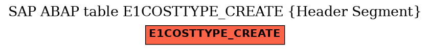 E-R Diagram for table E1COSTTYPE_CREATE (Header Segment)