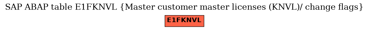 E-R Diagram for table E1FKNVL (Master customer master licenses (KNVL)/ change flags)