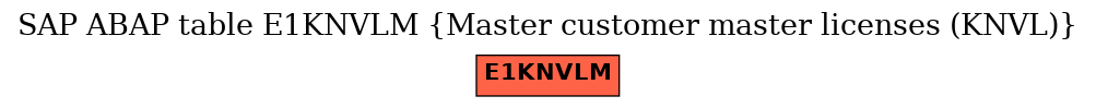 E-R Diagram for table E1KNVLM (Master customer master licenses (KNVL))