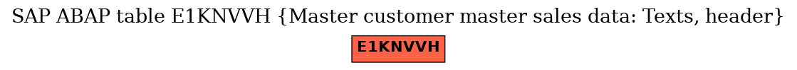 E-R Diagram for table E1KNVVH (Master customer master sales data: Texts, header)