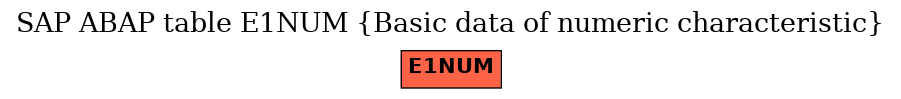 E-R Diagram for table E1NUM (Basic data of numeric characteristic)