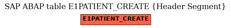 E-R Diagram for table E1PATIENT_CREATE (Header Segment)