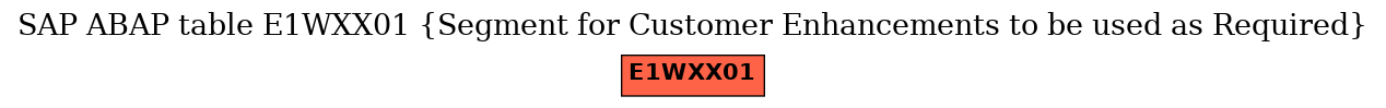 E-R Diagram for table E1WXX01 (Segment for Customer Enhancements to be used as Required)