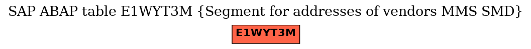 E-R Diagram for table E1WYT3M (Segment for addresses of vendors MMS SMD)