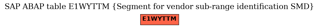 E-R Diagram for table E1WYTTM (Segment for vendor sub-range identification SMD)