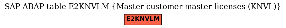 E-R Diagram for table E2KNVLM (Master customer master licenses (KNVL))