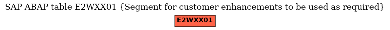 E-R Diagram for table E2WXX01 (Segment for customer enhancements to be used as required)