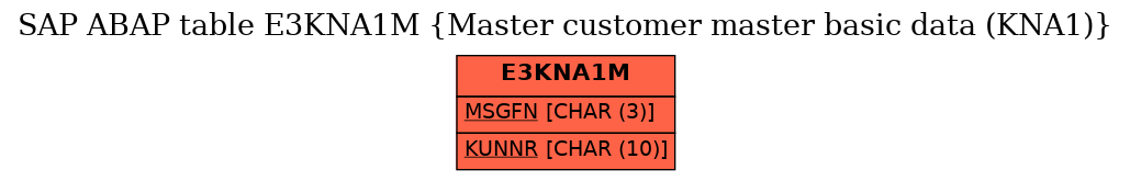 E-R Diagram for table E3KNA1M (Master customer master basic data (KNA1))