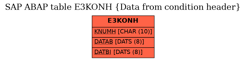 E-R Diagram for table E3KONH (Data from condition header)