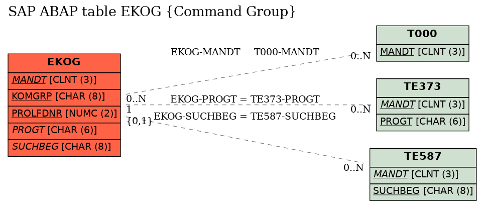 E-R Diagram for table EKOG (Command Group)