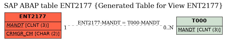 E-R Diagram for table ENT2177 (Generated Table for View ENT2177)