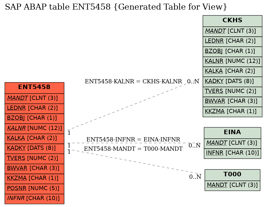 E-R Diagram for table ENT5458 (Generated Table for View)