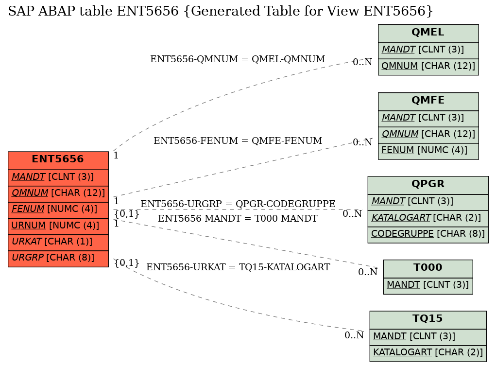 E-R Diagram for table ENT5656 (Generated Table for View ENT5656)